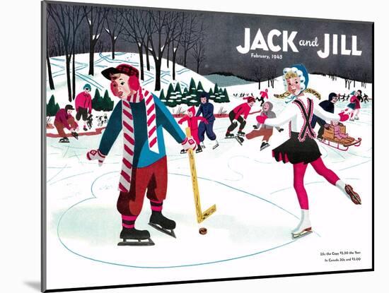 Skating Fun - Jack and Jill, February 1945-Beth Henninger-Mounted Giclee Print
