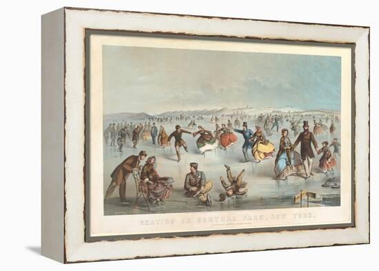 Skating in Central Park, New York, 1861 (Lithograph)-Winslow Homer-Framed Premier Image Canvas