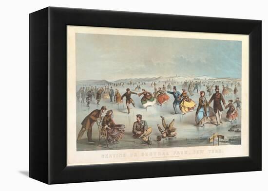 Skating in Central Park, New York, 1861 (Lithograph)-Winslow Homer-Framed Premier Image Canvas