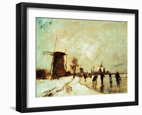 Skating In Holland, 1890-1900-Johan Barthold Jongkind-Framed Giclee Print