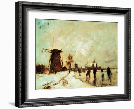 Skating In Holland, 1890-1900-Johan Barthold Jongkind-Framed Giclee Print