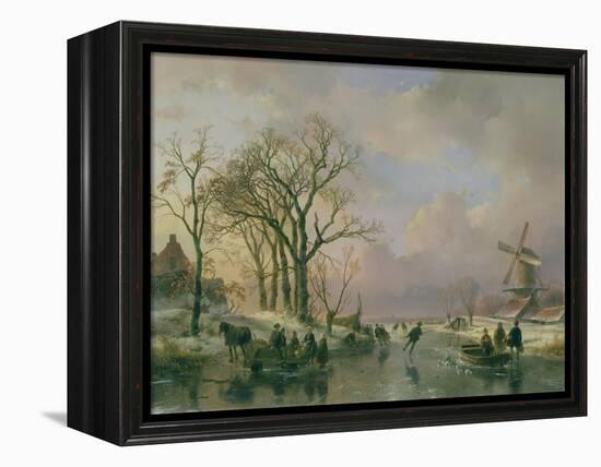 Skating in Holland-Andreas Schelfhout-Framed Premier Image Canvas