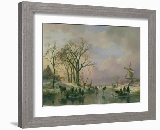 Skating in Holland-Andreas Schelfhout-Framed Giclee Print