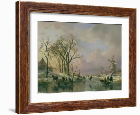 Skating in Holland-Andreas Schelfhout-Framed Giclee Print