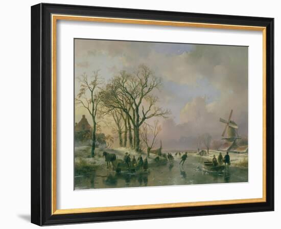 Skating in Holland-Andreas Schelfhout-Framed Giclee Print