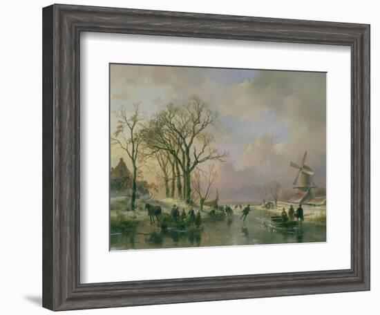 Skating in Holland-Andreas Schelfhout-Framed Giclee Print