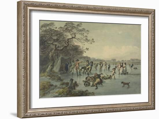 Skating in Hyde Park, C.1785-Julius Caesar Ibbetson-Framed Giclee Print