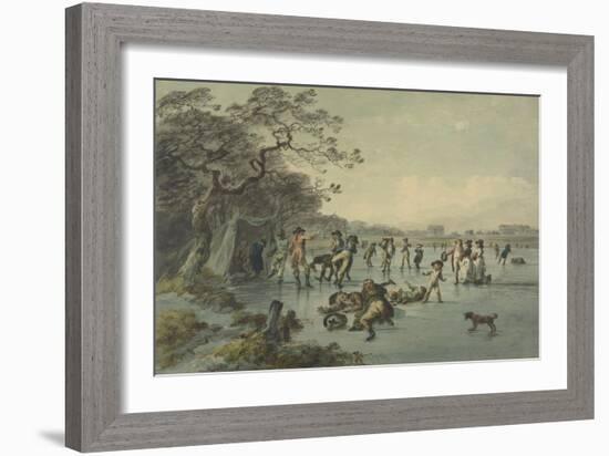 Skating in Hyde Park, C.1785-Julius Caesar Ibbetson-Framed Giclee Print