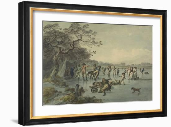 Skating in Hyde Park, C.1785-Julius Caesar Ibbetson-Framed Giclee Print