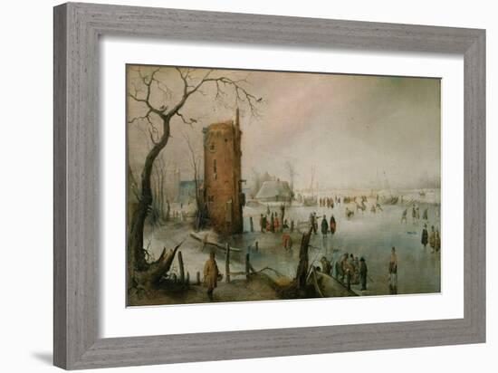 Skating Near a Town, C.1610–20-Hendrik Avercamp-Framed Giclee Print