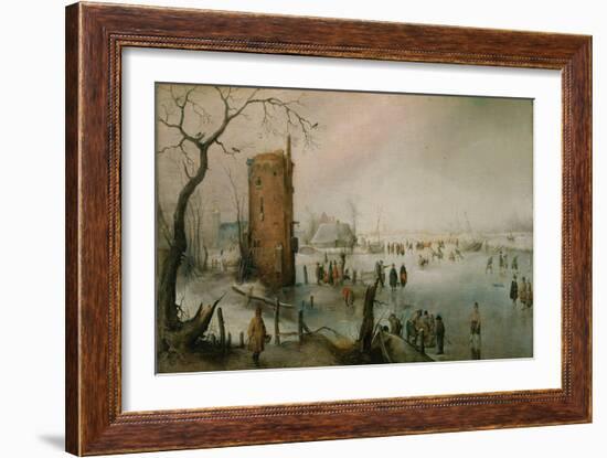 Skating Near a Town, C.1610–20-Hendrik Avercamp-Framed Giclee Print