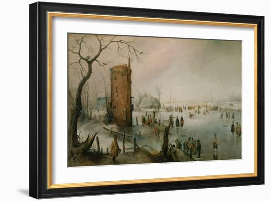 Skating Near a Town, C.1610–20-Hendrik Avercamp-Framed Giclee Print