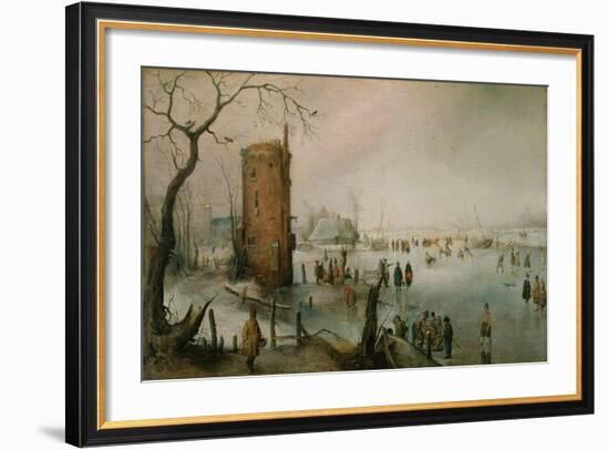 Skating Near a Town, C.1610–20-Hendrik Avercamp-Framed Giclee Print