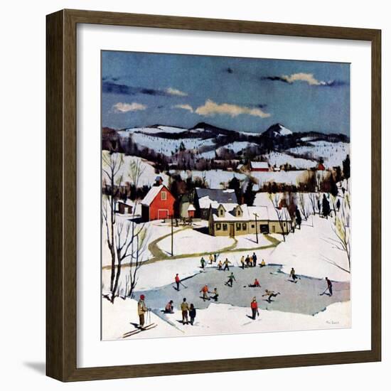 "Skating on Farm Pond,"January 1, 1950-Paul Sample-Framed Giclee Print