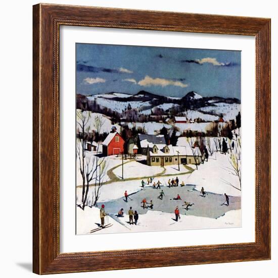"Skating on Farm Pond,"January 1, 1950-Paul Sample-Framed Giclee Print