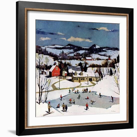 "Skating on Farm Pond,"January 1, 1950-Paul Sample-Framed Giclee Print