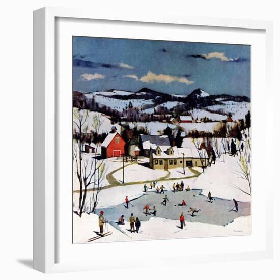 "Skating on Farm Pond,"January 1, 1950-Paul Sample-Framed Giclee Print