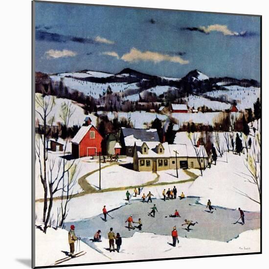 "Skating on Farm Pond,"January 1, 1950-Paul Sample-Mounted Giclee Print