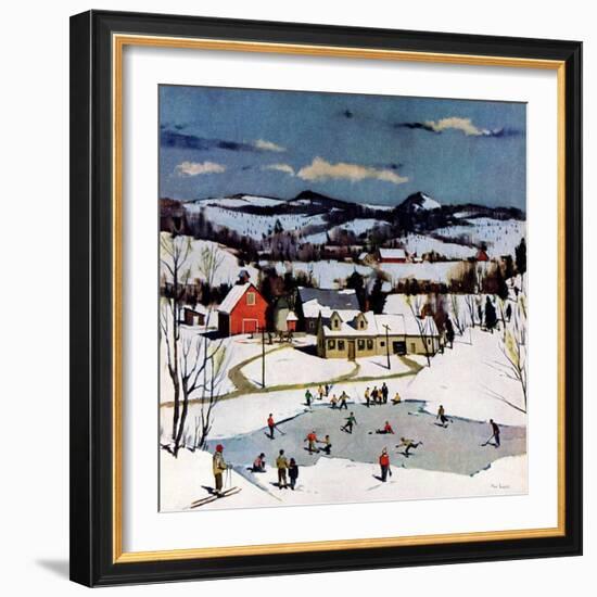 "Skating on Farm Pond,"January 1, 1950-Paul Sample-Framed Giclee Print