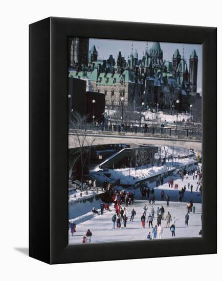 Skating on the Rideau Canal - Ottawa, Ontario, Canada-null-Framed Premier Image Canvas