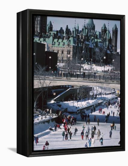 Skating on the Rideau Canal - Ottawa, Ontario, Canada-null-Framed Premier Image Canvas