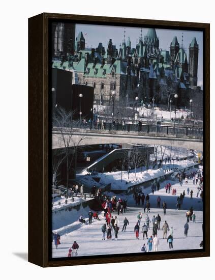 Skating on the Rideau Canal - Ottawa, Ontario, Canada-null-Framed Premier Image Canvas