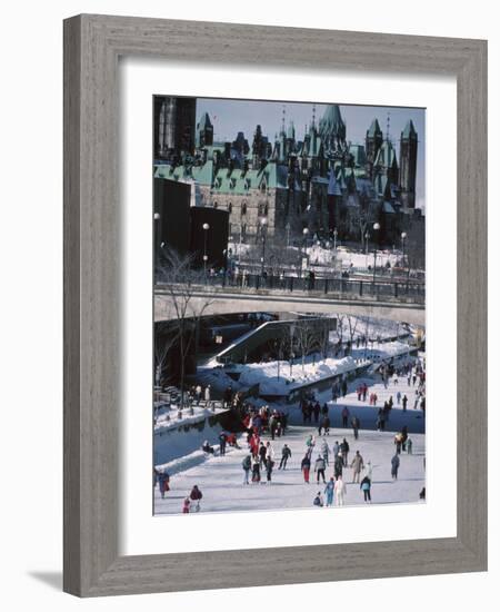 Skating on the Rideau Canal - Ottawa, Ontario, Canada--Framed Photographic Print