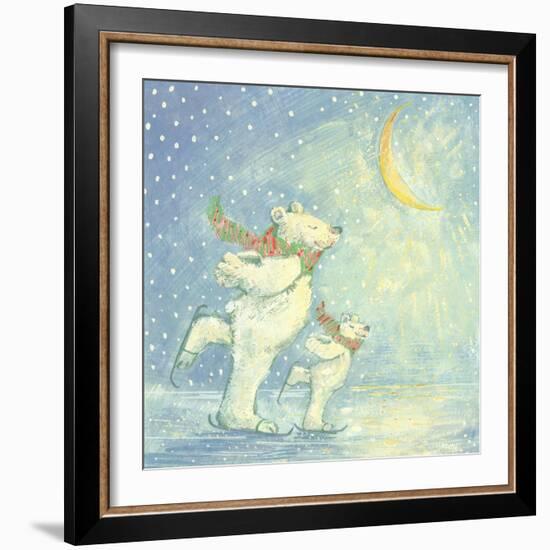 Skating Polar Bears-David Cooke-Framed Giclee Print