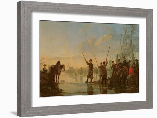 Skating Scene with the Maas at Dordrecht, C.1655-60-Aelbert Cuyp-Framed Giclee Print