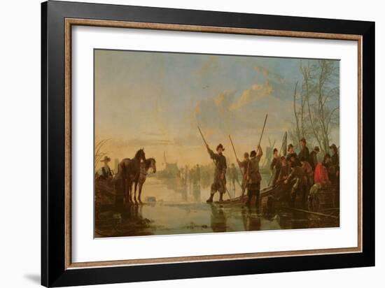 Skating Scene with the Maas at Dordrecht, C.1655-60-Aelbert Cuyp-Framed Giclee Print