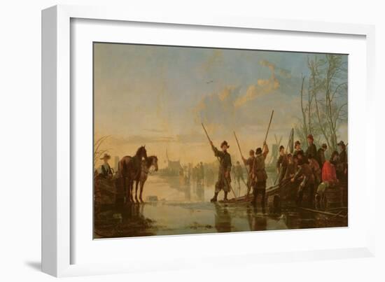 Skating Scene with the Maas at Dordrecht, C.1655-60-Aelbert Cuyp-Framed Giclee Print