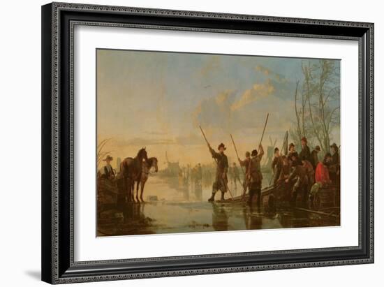 Skating Scene with the Maas at Dordrecht, C.1655-60-Aelbert Cuyp-Framed Giclee Print