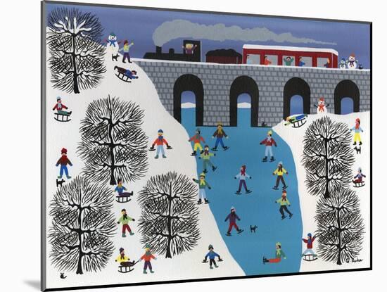 Skating under the Train Trestle-Gordon Barker-Mounted Giclee Print