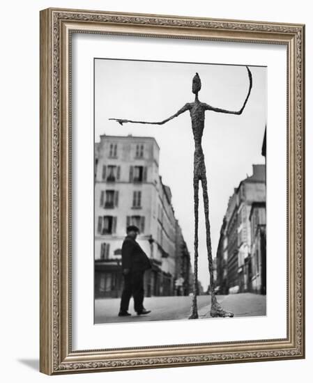 Skeletal Giacometti Sculpture on Parisian Street-Gordon Parks-Framed Premium Photographic Print