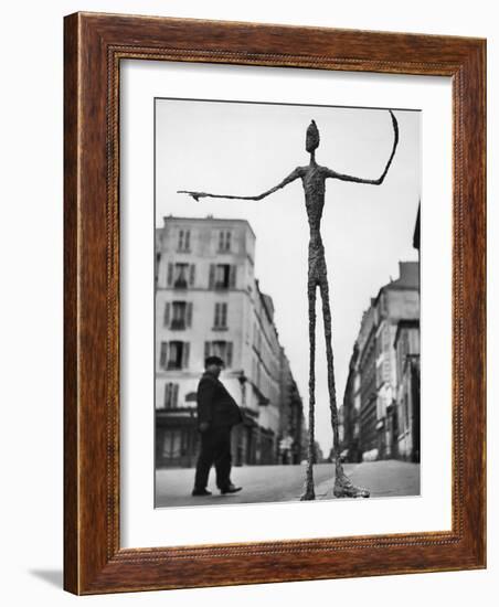 Skeletal Giacometti Sculpture on Parisian Street-Gordon Parks-Framed Premium Photographic Print