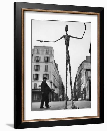 Skeletal Giacometti Sculpture on Parisian Street-Gordon Parks-Framed Premium Photographic Print