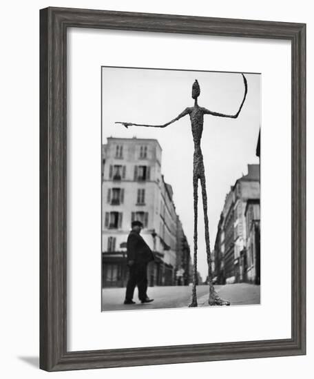 Skeletal Giacometti Sculpture on Parisian Street-Gordon Parks-Framed Premium Photographic Print