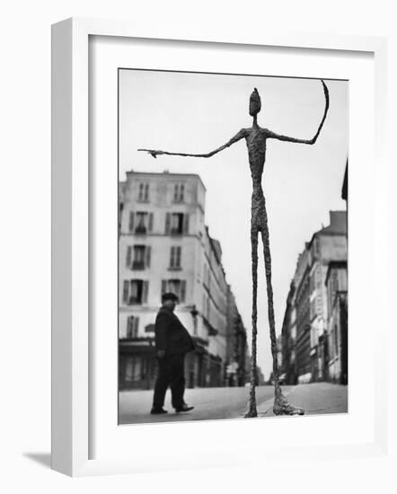 Skeletal Giacometti Sculpture on Parisian Street-Gordon Parks-Framed Premium Photographic Print