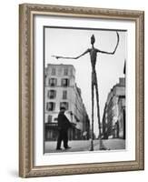Skeletal Giacometti Sculpture on Parisian Street-Gordon Parks-Framed Photographic Print