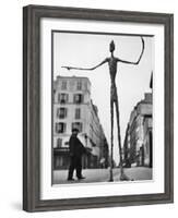 Skeletal Giacometti Sculpture on Parisian Street-Gordon Parks-Framed Photographic Print