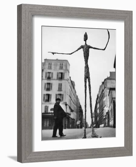 Skeletal Giacometti Sculpture on Parisian Street-Gordon Parks-Framed Photographic Print