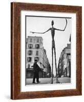 Skeletal Giacometti Sculpture on Parisian Street-Gordon Parks-Framed Photographic Print