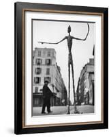 Skeletal Giacometti Sculpture on Parisian Street-Gordon Parks-Framed Photographic Print