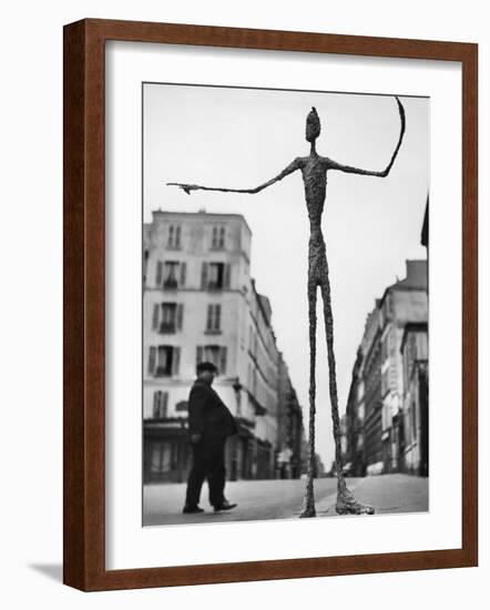 Skeletal Giacometti Sculpture on Parisian Street-Gordon Parks-Framed Photographic Print