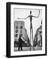 Skeletal Giacometti Sculpture on Parisian Street-Gordon Parks-Framed Photographic Print