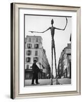 Skeletal Giacometti Sculpture on Parisian Street-Gordon Parks-Framed Photographic Print
