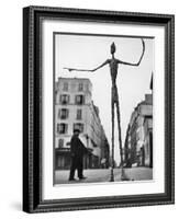 Skeletal Giacometti Sculpture on Parisian Street-Gordon Parks-Framed Photographic Print