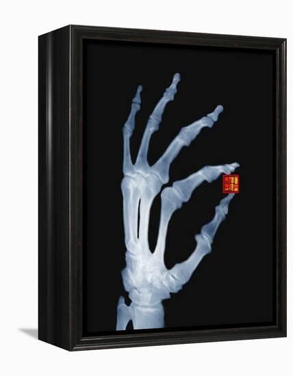 Skeletal Hand Holding Computer Chip-Charles O'Rear-Framed Premier Image Canvas