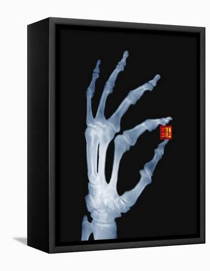 Skeletal Hand Holding Computer Chip-Charles O'Rear-Framed Premier Image Canvas