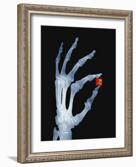 Skeletal Hand Holding Computer Chip-Charles O'Rear-Framed Photographic Print